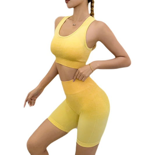 Seamless Workout Set Bra And Legging Yoga High Waist Sexy Short Set Logo Customized Women Fitness Set